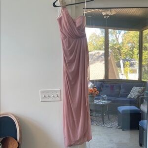 Xscape One Shoulder Blush Dress